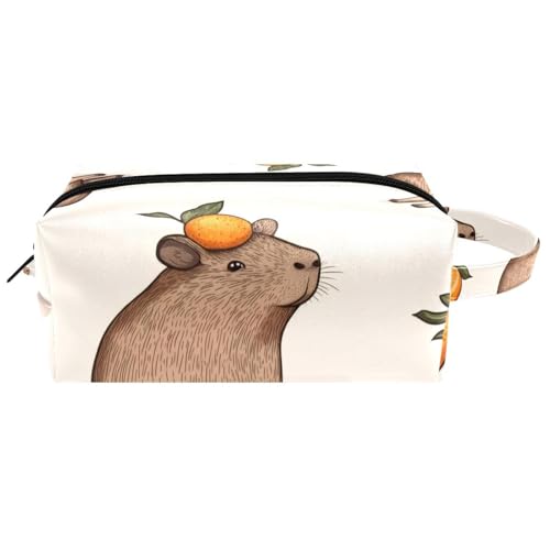 Kosmetiktasche zum Aufhängen, niedliches Blumen-Aquarell-Muster, wasserabweisend, Kulturbeutel, Reisetasche für Damen, Herren, Mädchen, tragbare Make-up-Tasche aus Leder, Mehrfarbig 06, 8.2x3.1x3.5 von Generisch