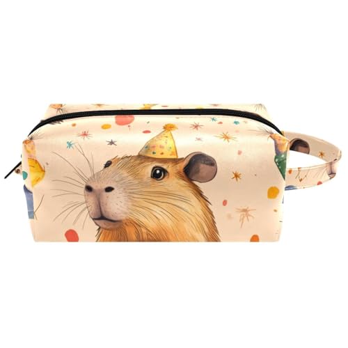 Kosmetiktasche zum Aufhängen, niedliches Blumen-Aquarell-Muster, wasserabweisend, Kulturbeutel, Reisetasche für Damen, Herren, Mädchen, tragbare Make-up-Tasche aus Leder, Mehrfarbig 07, 8.2x3.1x3.5 von Generisch