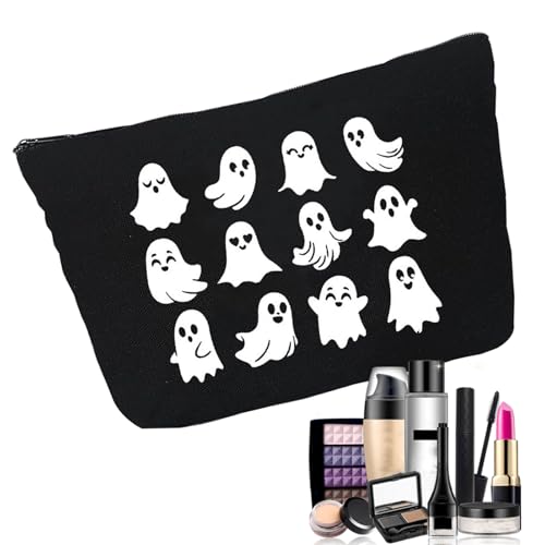 Kosmetische Reisetaschen für Frauen - Halloween Ghost Print Toileetry Bag | Zipper tragbarer Make -up -Organisator für tägliche Verwendung, Reisen, Geschäftsreise, Verabredungsnacht, niedliche gruseli von Generisch