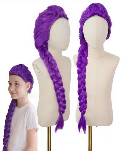 Kpo-p Hunters Rum Perücke, Anime Demon Cosplay Kostüm Perücke Für Kinder Und Erwachsene, Lila Zöpfe Perücken Realistische Halloween-Cosplay Requisite Für Halloween Karneval von Generisch