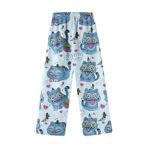 𝙆𝙥𝙤𝙥 𝘿𝙚𝙢𝙤𝙣 𝙃𝙪𝙣𝙩𝙚𝙧𝙨 Pyjama Hose Kinder Schlafhose Pyjamas Hosen Lang Flanell Schlafanzug Weich Kawaii Anime Bequeme Schlafanzughose Frauen Anime Cartoon Casual Herbst Winter von Generisch