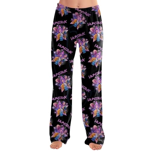 𝙆𝙥𝙤𝙥 𝘿𝙚𝙢𝙤𝙣 𝙃𝙪𝙣𝙩𝙚𝙧𝙨 Pyjama Hose Kinder Schlafhose Pyjamas Hosen Lang Flanell Schlafanzug Weich Kawaii Anime Bequeme Schlafanzughose Frauen Anime Cartoon Casual Herbst Winter von Generisch