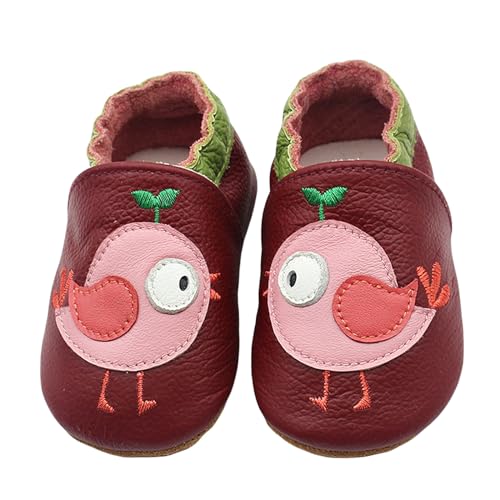 Krabbelschuhe Baby LederLauflernschuhe Mädchen mit weichen Wildledersohlen Lederschuhe Baby Jungen Mädchen Hausschuhe 0-24 Monate von Generisch