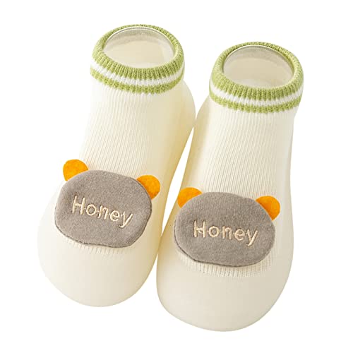 Krabbelschuhe Baby Winter Sockenschuhe rutschfeste Socken Sneaker Socken Tiermotive Baumwolle Hüttenschuhe Niedliche Cartoon Gummisohle Lauflerner Babyschuhe von Generisch