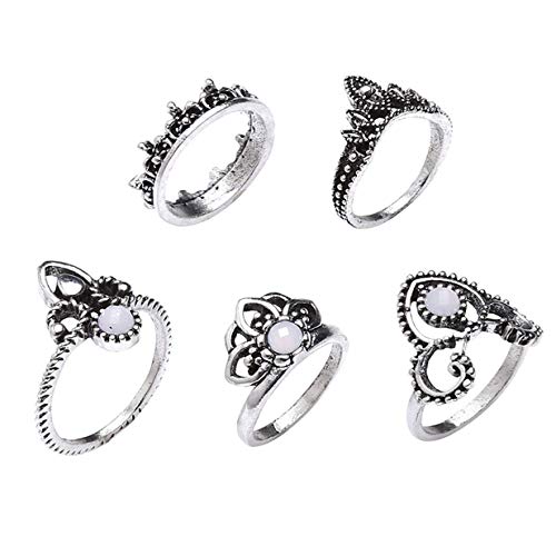 Kreative 5 stücke Vintage Silber Boho Joint Knuckle Ringe Set Midi Ringe Schmuck Geschenk für Frauen Mädchen Neue Freigegeben von Generisch