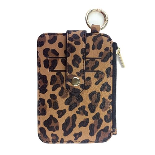 Kreditkartenetui mit Leopardenmuster, schlankes Multifunktions-Mini-Münzfach, Mini-Münzfach, kleine Kartentasche, Geldbörse, Hüfttasche, 3 Stück, braun von Generisch
