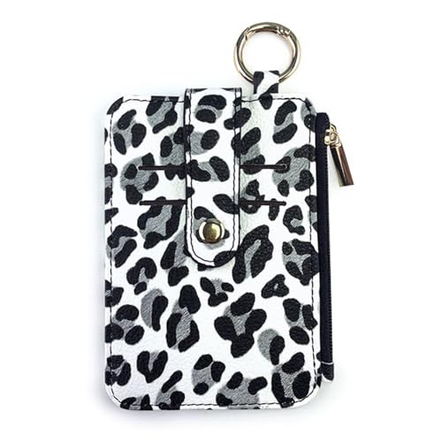 Kreditkartenetui mit Leopardenmuster, schmales Multifunktions-Mini-Münzfach, Mini-Münzfach, kleine Kartentasche, Geldbörse, Hüfttasche, 3 Stück, weiß von Generisch
