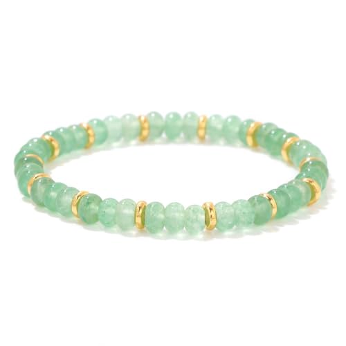 Kristall Armband, 4 * 6Mm Handgewebter Abakusstein Natur Edelstein Kristall Elastisches Armband, Energieschmuck Für Männer Frauen Grüner Aventurin von Generisch