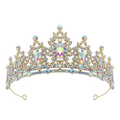 Kristall Braut Krone Tiara - Elegante Hochzeit Kopfschmuck für Braut, funkelnde Haarschmuck mit Strass für Brautduschen, Fotografie & Special, Size 15x6cm/5.91x2.36in, Legierung, Strass von Generisch