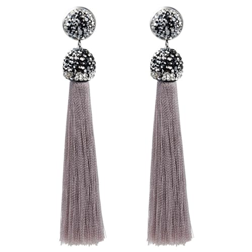Kristall-Fransen-Ohrringe – lange Quaste, Boho-Tropfen-baumeln für Frauen (Hochzeit & Party), Einheitsgröße, Achat von Generisch
