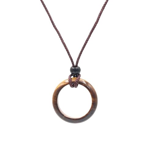Kristall Kette, Handgewebte Verstellbare Wachsseil-Mode-Ring Mit Natürlichem Edelstein, Runder Ring, Anhänger-Halskette, Energieschmuck Für Männer Und Frauen, Tigerauge von Generisch