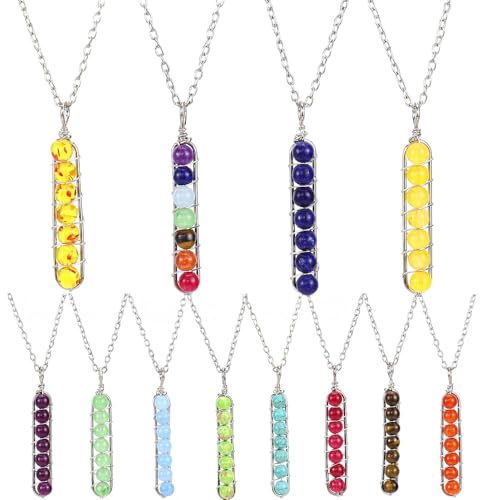 Kristall Kette,Verstellbare Kette, Modischer Natürlicher Edelsteinkristall, Handgewickelt, Bunte Perlenanhänger-Halskette, Energieschmuck Für Männer Und Frauen, Imperial Stone von Generisch