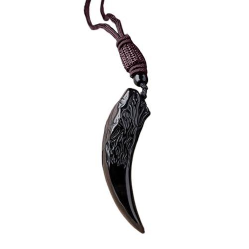 Kristallanhänger – Heilschmuck für Damen Herren Paare Geburtstag Weihnachten | Schwarze Obsidian Halskette mit Band, Glücksstein für Schutz und Energieausgleich, Größe 6x1.3cm von Generisch