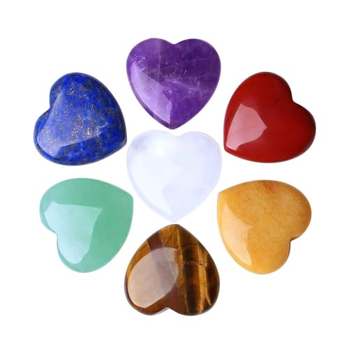 Kristalle Herz Valentinstag Edelsteine Herzen Steine Kristall Stein Liebe Chakra Steine Set Room Dekosteine Gastgeschenke Hochzeit Geschenk für Freundin (7) von Generisch