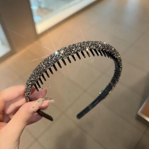 Kristallzahn-Haarband, Glitzer-Haarband, Haarschmuck für Damen und Mädchen (grau) von Generisch