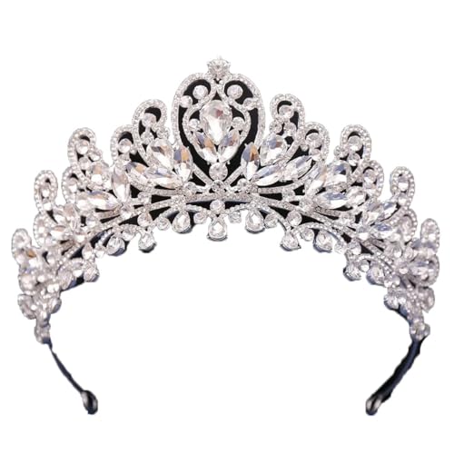 Krone Hochzeit Tiara mit Wassertropfen Design Braut Festzug Diadem Kopfschmuck Haarschmuck, Metall von Generisch