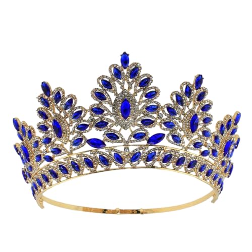 Kronen für Frauen, Brautschmuck, Hochzeit, Haarschmuck, große runde Krone und Schmuck-Kopfschmuck von Generisch