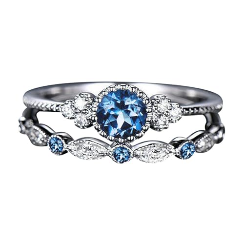 Kronleuchter 3 Ringe Ring Mode Damenschmuck 1 Diamantringe Paar Set Paar 510 Größe Ringe Elastische Ringe Für Damen (Blue, One Size) von Generisch