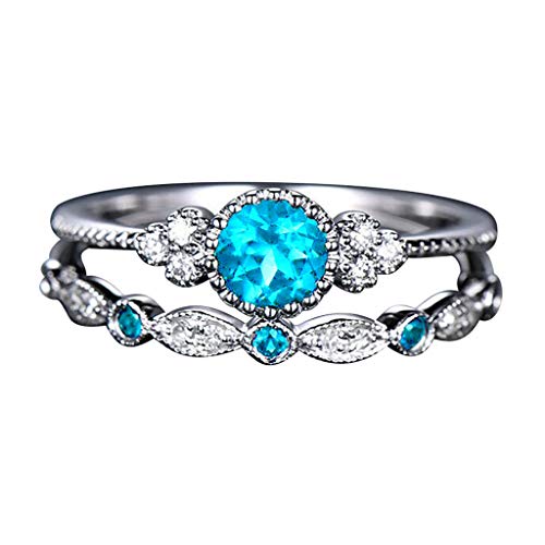 Kronleuchter 3 Ringe Ring Mode Damenschmuck 1 Diamantringe Paar Set Paar 510 Größe Ringe Elastische Ringe Für Damen (Sky Blue, One Size) von Generisch