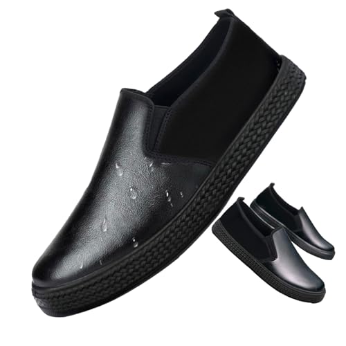 Küchenschuhe Herren Schlupf Wasserdichte ölgeschützte Arbeitschuhe Rutschfeste Sicherheitsschuhe für Gastro, Hotel Bequeme Leder Loafers(44EU= Women's US 13=Men's US11) von Generisch