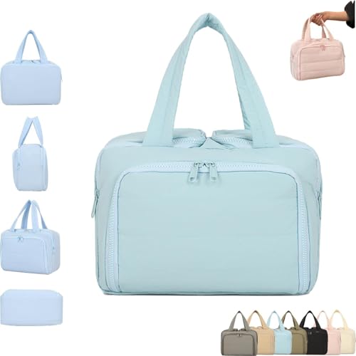 Kulturbeutel – 4-in-1 Reise-Organizer mit großer Kapazität und wasserdichter Trocken-/Nass-Trennung, weit geöffneter Kosmetiktasche mit Griff für Damen, maschinenwaschbar, leichtes Design, blau von Generisch