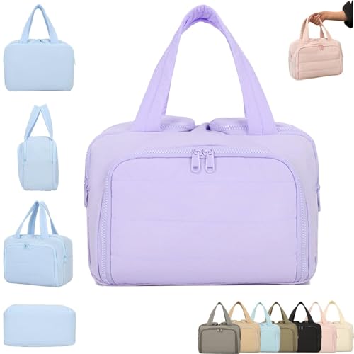 Kulturbeutel – 4-in-1 Reise-Organizer mit großer Kapazität und wasserdichter Trocken-/Nass-Trennung, weit geöffneter Kosmetiktasche mit Griff für Damen, maschinenwaschbar, leichtes Design, violett von Generisch