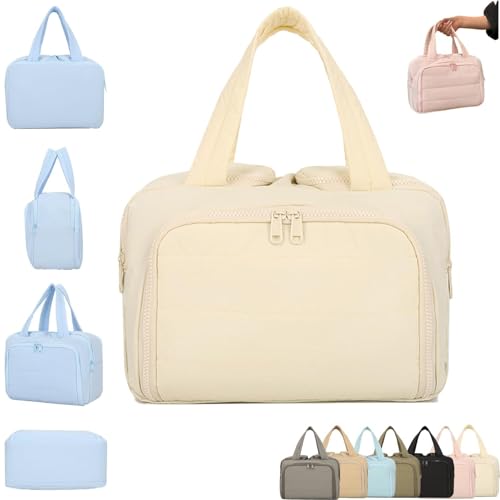 Kulturbeutel – 4-in-1 Reise-Organizer mit großer Kapazität und wasserdichter Trocken-/Nass-Trennung, weit geöffneter Kosmetiktasche mit Griff für Damen, maschinenwaschbar, leichtes Design, weiß von Generisch