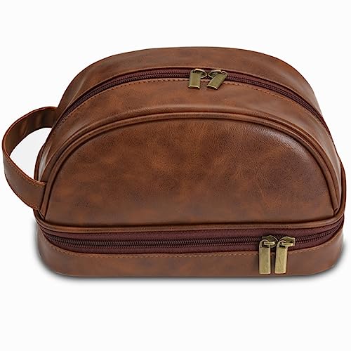 Kulturbeutel für Herren – Premium-Qualität, langlebig, Reise-Organizer für Fellpflege und Körperpflege, wasserdichtes Design, stilvolles Reisezubehör, rotbraun, M von Generisch