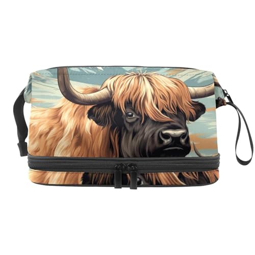 Kulturbeutel für Reisen, mit Aufhänger, wasserabweisend, Kosmetiktasche, Organizer für Damen, Yaks Eisberg-Muster, doppellagig, Toilettenartikeltasche, Mehrfarbig 1, 27x15x14 cm/10.6x5.9x5.5 in, von Generisch