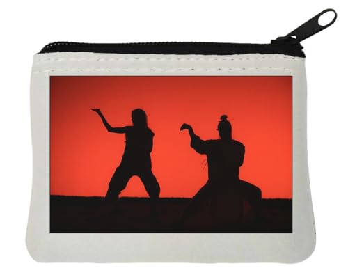 Kung Fu Master and Trainee Neopren-Münzgeldbörse, 10 x 11 cm, Weiß von Generisch