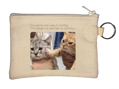 Kung Fu Strike It is Always a Ginger Cat's Fault Lustiger Meme Schlüsselanhänger Münzbörse Beige von Generisch