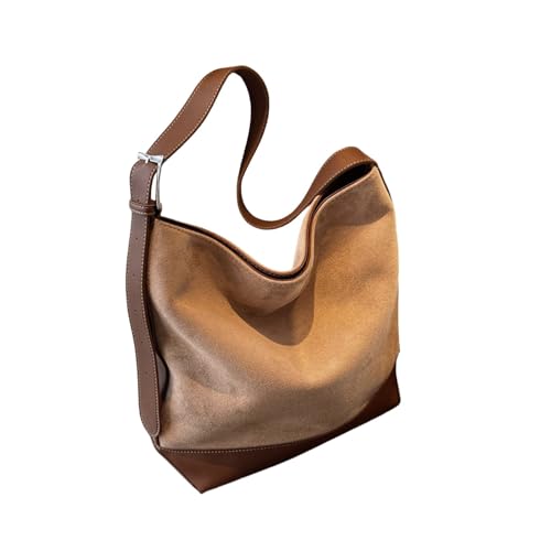 Kunstleder-Tragetasche für Damen, Umhängetasche, College-Tragetasche, Lederhandtasche, Arbeitstasche Geldbörse, Leder-Umhängetasche für Herren (Khaki, Einheitsgröße) von Generisch