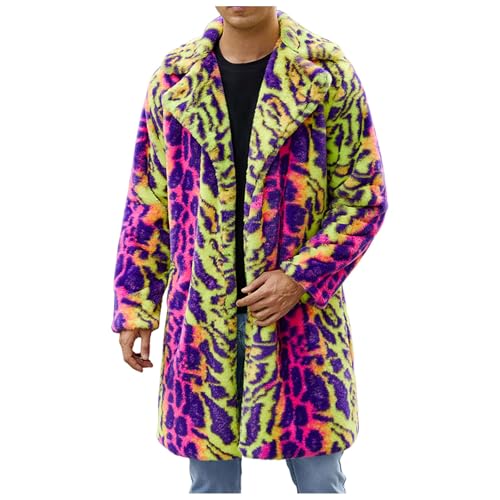 Kunstpelz Mantel Herren Pelzmantel Herren Lang Kunst Felljacke Pelzkragen Wind Coat Winterjacke Faux Pelz Fur Warm Mantel Pelzjacke Langarm Revers Faux Pelz Jacke Cardigan Winterjacke Männer Parka von Generisch