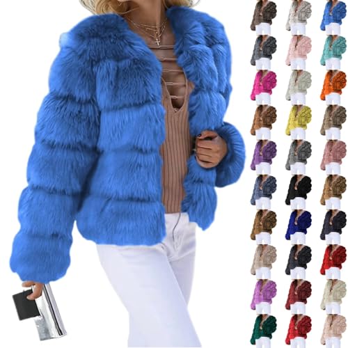 Kunstpelzmantel Damen Modische Kunstpelze Kunstfell Mantel Warme Felljacke Elegant Cardigan Flauschige Parka Winterjacke Pelzmantel Einfarbig Kuschelig Wintermantel Outdoor Fellmantel von Generisch