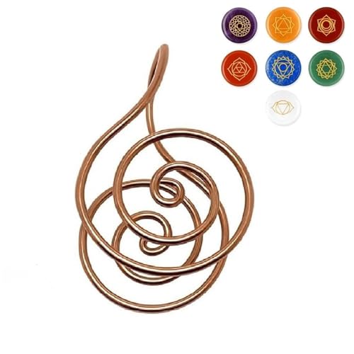 Kupfer-Handflächenring Reiki-Spiralhandringe für Meditation und Energieheilung, handgefertigte Kupferarmreifen für die Arbeit, Kupferarmbänder für Frauen und Männer (1pcs-With gems) von Generisch