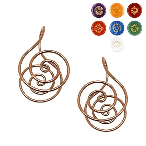 Kupfer-Handflächenring Reiki-Spiralhandringe für Meditation und Energieheilung, handgefertigte Kupferarmreifen für die Arbeit, Kupferarmbänder für Frauen und Männer (2pcs-With gems) von Generisch