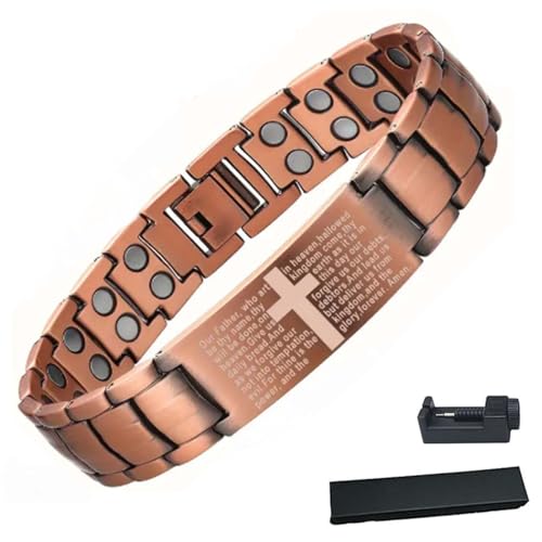 Kupferarmband Herren, Ultra-Stärke Magnetisches Kupfer-Armband, 99,99% massives Kupfer, verstellbare Größe und Schmuck-Geschenkbox (02) von Generisch