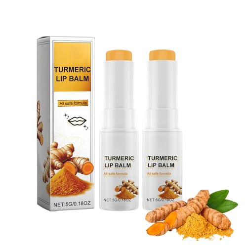 Kurkuma-Lippenbalsam für Dunkle Lippen, Turmeric Lip Balm, Feuchtigkeitsspendende Lippenmaske, Lippenpeeling-Peeling für Lippenerweichung, Lang Anhaltende Hydration, Cremige Textur Gleitet Sanft (2) von Generisch