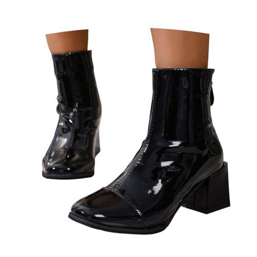 Kurz Stiefel Damen Kurze Damenstiefel Mit Schleifen Absatz Stiefeletten Weitschaft Westernstiefel Elegant Ledersteifel Frauen Freizeit Schuhe Knöchel Arbeitsschuhe von Generisch