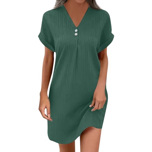 Kurzarm Kleider Damen Damen Sommerkleid Strandkleid Sommerkleid Damen Leicht Und Luftig Kleidung für große größen a Linie Kleid Damen Sommer Tunika lässiges Sommerkleid von Generisch