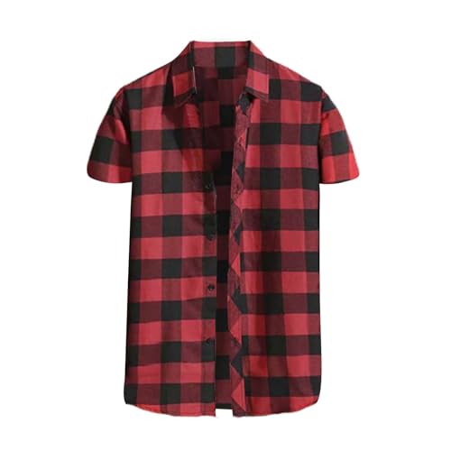 Kurzarmhemd Herren Kariertes Freizeithemden Für Herren Trachtenhemd Button Down Freizeithemd Regular Fit Check Shirt Kurzarm Karohemd Comfort Sommerhemd Herrenhemd Mit Brusttasche Overshirt von Generisch