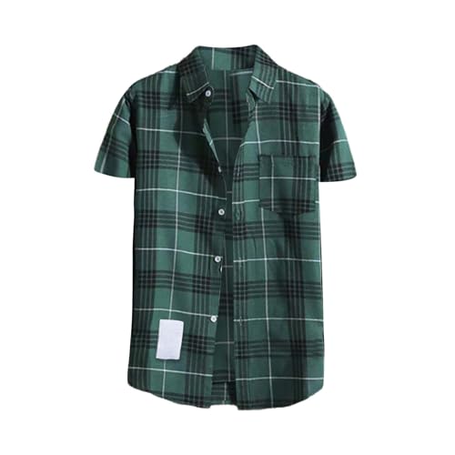 Kurzarmhemd Herren Kariertes Freizeithemden Für Herren Trachtenhemd Button Down Freizeithemd Regular Fit Check Shirt Kurzarm Karohemd Comfort Sommerhemd Herrenhemd Mit Brusttasche Overshirt von Generisch