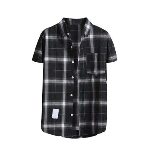 Kurzarmhemd Herren Kariertes Freizeithemden Für Herren Trachtenhemd Button Down Freizeithemd Regular Fit Check Shirt Kurzarm Karohemd Comfort Sommerhemd Herrenhemd Mit Brusttasche Overshirt von Generisch