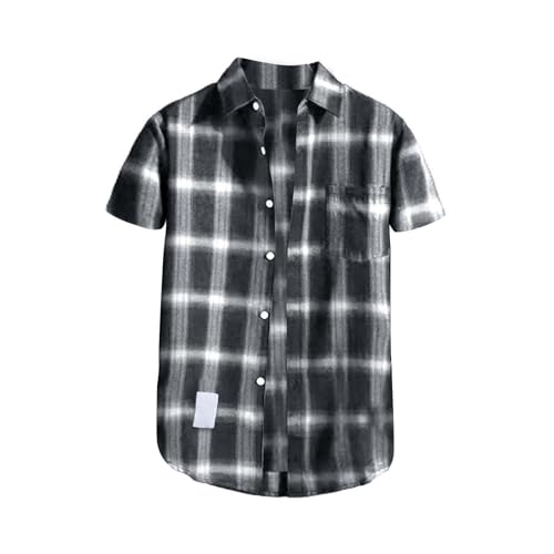 Kurzarmhemd Herren Kariertes Freizeithemden Für Herren Trachtenhemd Button Down Freizeithemd Regular Fit Check Shirt Kurzarm Karohemd Comfort Sommerhemd Herrenhemd Mit Brusttasche Overshirt von Generisch