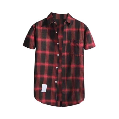 Kurzarmhemd Herren Kariertes Freizeithemden Für Herren Trachtenhemd Button Down Freizeithemd Regular Fit Check Shirt Kurzarm Karohemd Comfort Sommerhemd Herrenhemd Mit Brusttasche Overshirt von Generisch