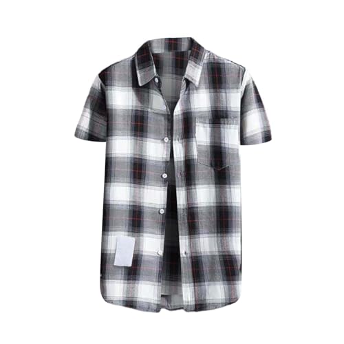 Kurzarmhemd Herren Kariertes Freizeithemden Für Herren Trachtenhemd Button Down Freizeithemd Regular Fit Check Shirt Kurzarm Karohemd Comfort Sommerhemd Herrenhemd Mit Brusttasche Overshirt von Generisch