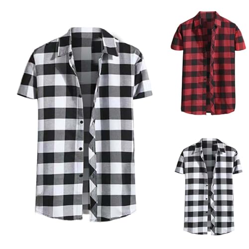 Kurzarmhemd Herren Kariertes Freizeithemden Für Herren Trachtenhemd Button Down Freizeithemd Regular Fit Check Shirt Kurzarm Karohemd Comfort Sommerhemd Herrenhemd Mit Brusttasche Overshirt von Generisch