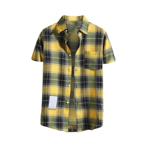 Kurzarmhemd Herren Kariertes Freizeithemden Für Herren Trachtenhemd Button Down Freizeithemd Regular Fit Check Shirt Kurzarm Karohemd Comfort Sommerhemd Herrenhemd Mit Brusttasche Overshirt von Generisch