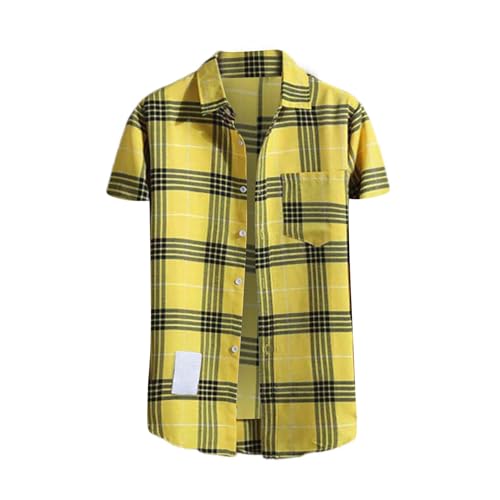 Kurzarmhemd Herren Kariertes Freizeithemden Für Herren Trachtenhemd Button Down Freizeithemd Regular Fit Check Shirt Kurzarm Karohemd Comfort Sommerhemd Herrenhemd Mit Brusttasche Overshirt von Generisch