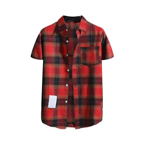 Kurzarmhemd Herren Kariertes Freizeithemden Für Trachtenhemd Button Down Freizeithemd Regular Fit Check Shirt Kurzarm Karohemd Comfort Sommerhemd Herrenhemd Sommerhemd Herren Slim von Generisch